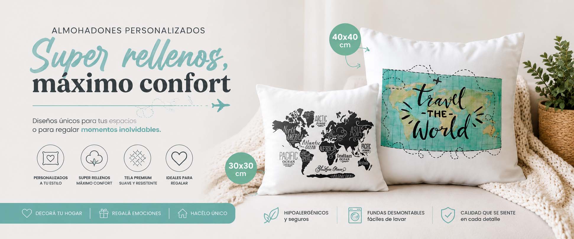 Almohadones personalizados sublimados